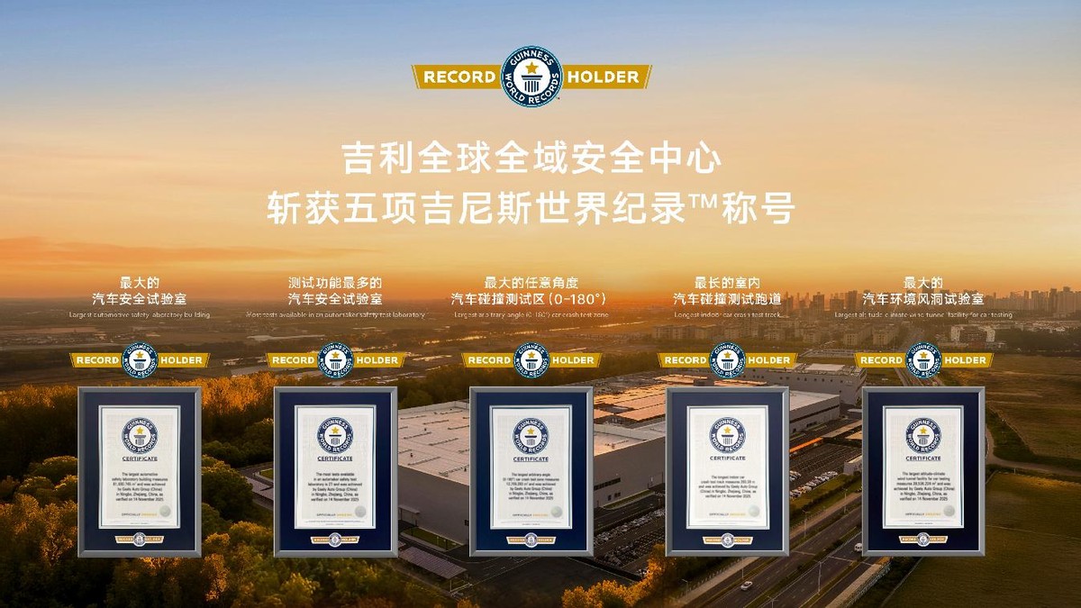 吉利全球全域安全中心发布，创五大世界纪录树立行业标杆