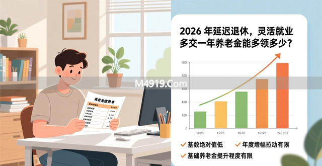 2026 年延迟退休，灵活就业多交一年养老金能多领多少？