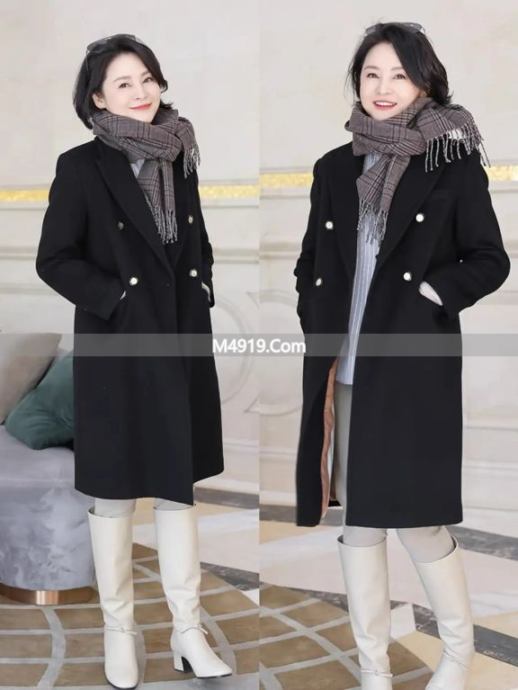 50+女性冬日穿搭秘籍：长大衣直筒裤皮草穿出优雅气场