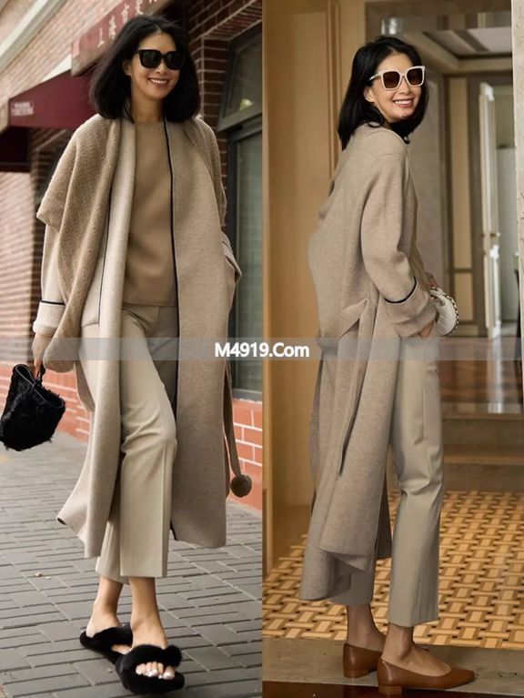 50+女性冬日穿搭秘籍：长大衣直筒裤皮草穿出优雅气场