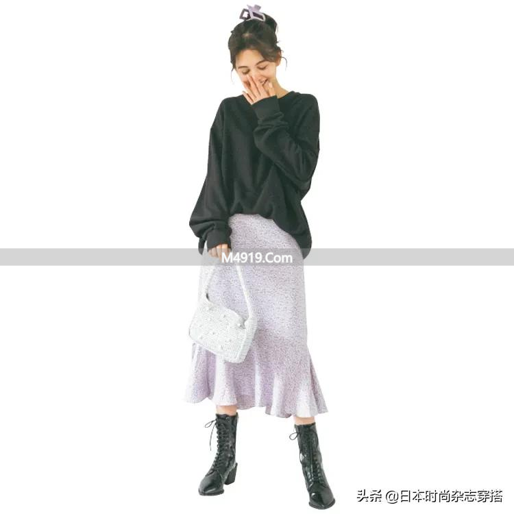 适合匀称胯小女生的修身人鱼半裙及多样穿搭示范