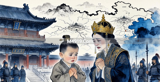 辽圣宗耶律隆绪即位时主少国疑，萧太后哭诉国家危难