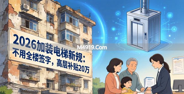 2026加装电梯新规：不用全楼签字，高层补贴20万