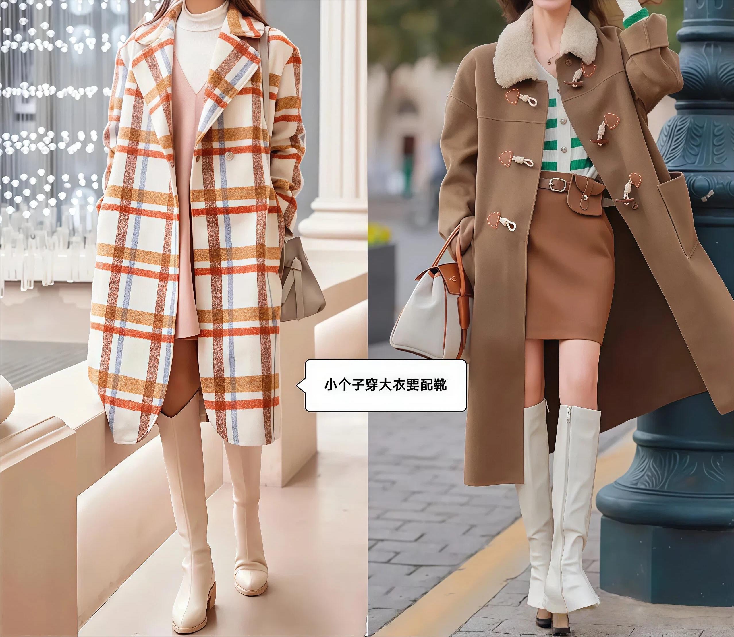 早春大衣配低跟靴，时髦减龄又显高