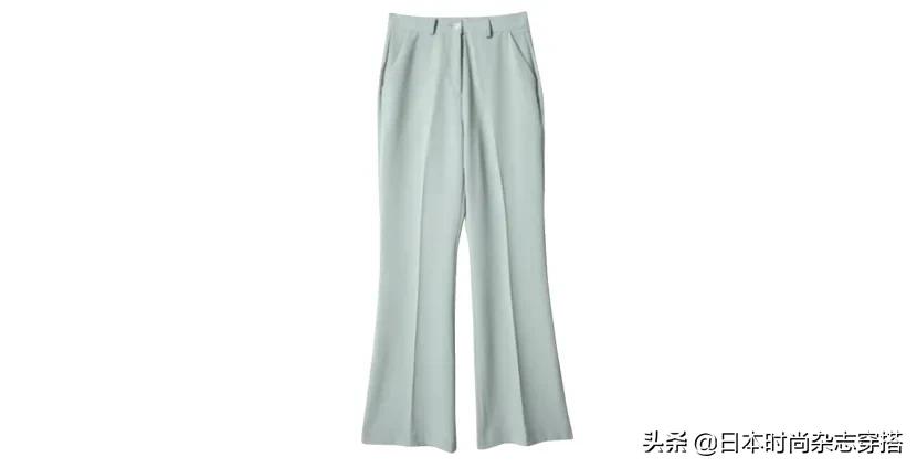 日系雾霾色中线长裤反复穿搭运用及秋季露肌小性感搭配