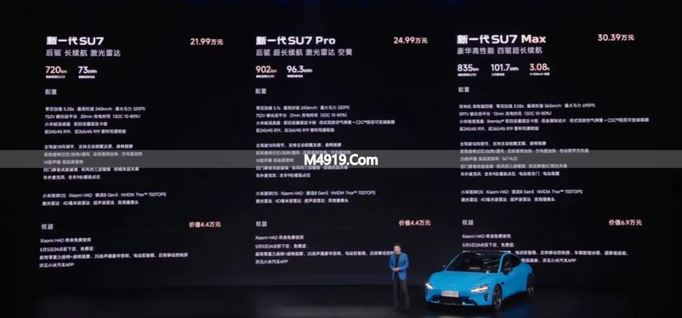 小米春季新品发布会亮点多，新一代SU7各版本配置及价格介绍