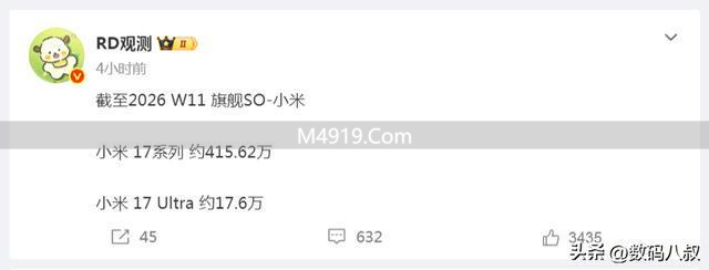 小米17系列销量破415万台 高端旗舰站稳第二梯队
