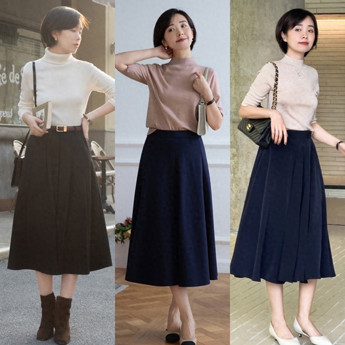 早春最省心搭配！毛衣+半身裙，中年女人这样穿太棒了