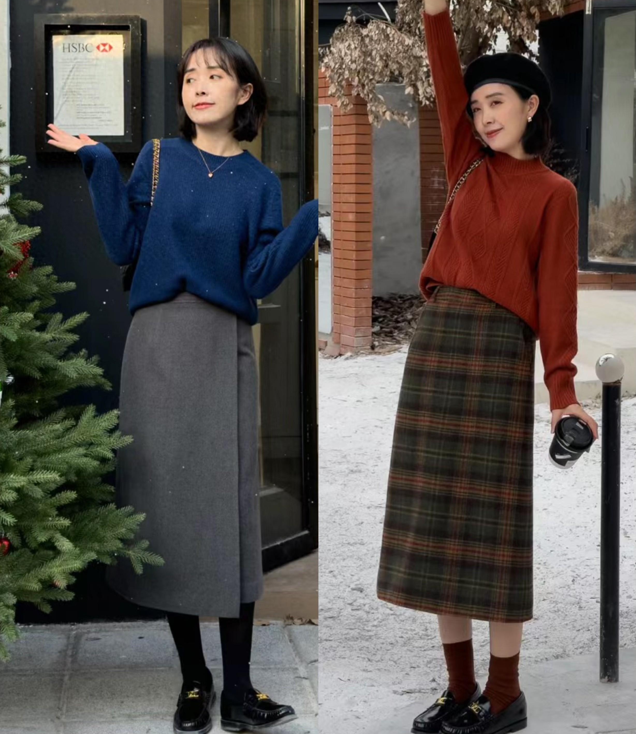 中年秋冬半身裙__中老年毛线半身裙的织法