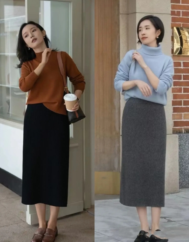 中老年毛线半身裙的织法__中年秋冬半身裙