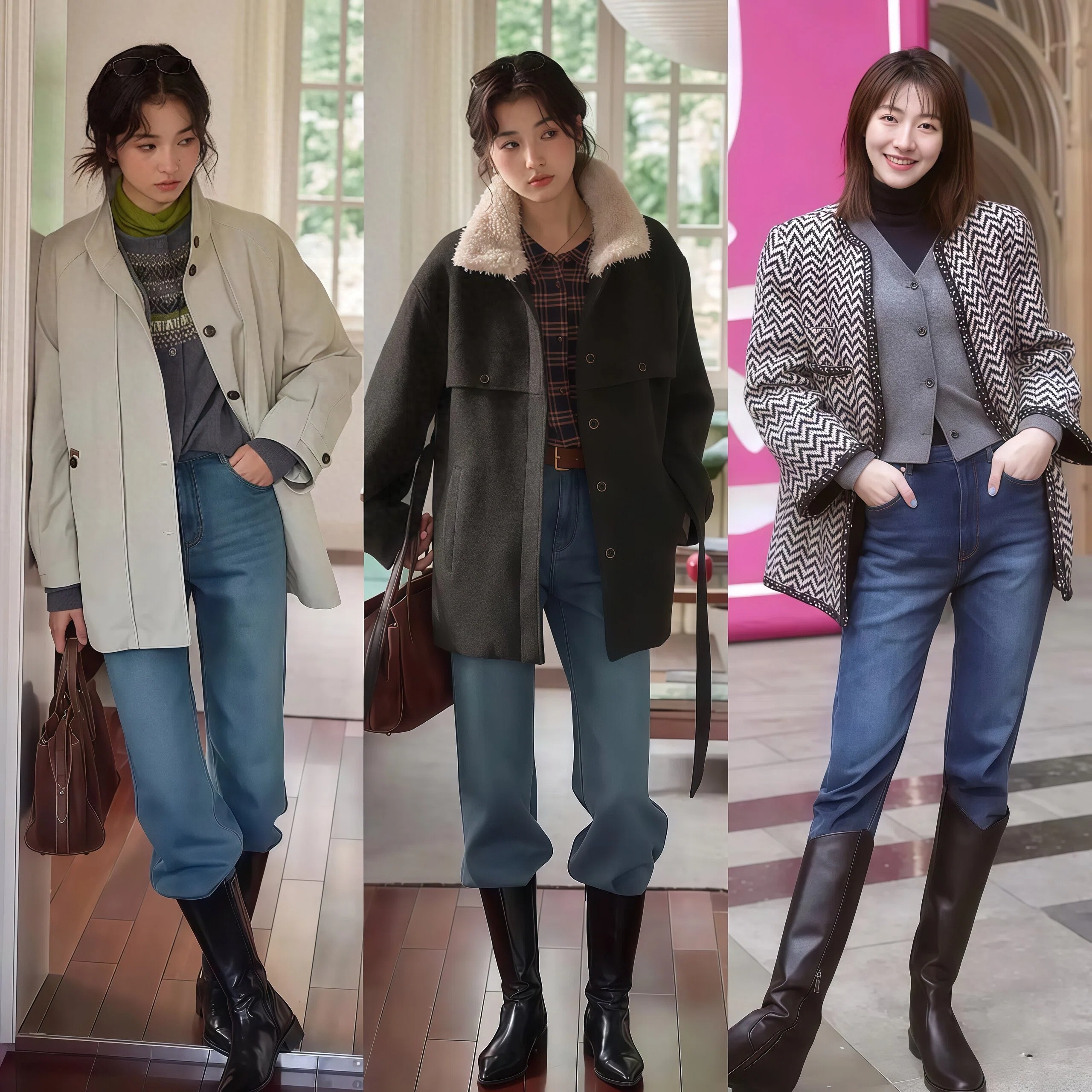 街拍达人显腿长秘密：膝下靴搭短裙长裤技巧与雷区规避