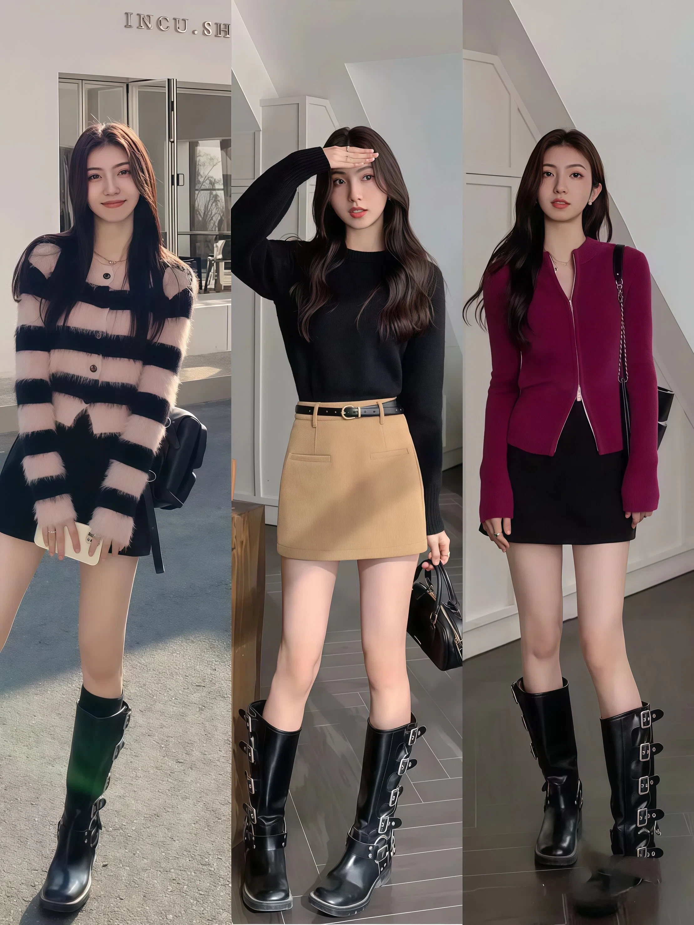 街拍达人显腿长秘密：膝下靴搭短裙长裤技巧与雷区规避