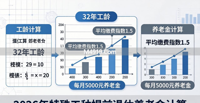 2026年特殊工种提前5年退休，32年工龄能领5000元养老金吗？